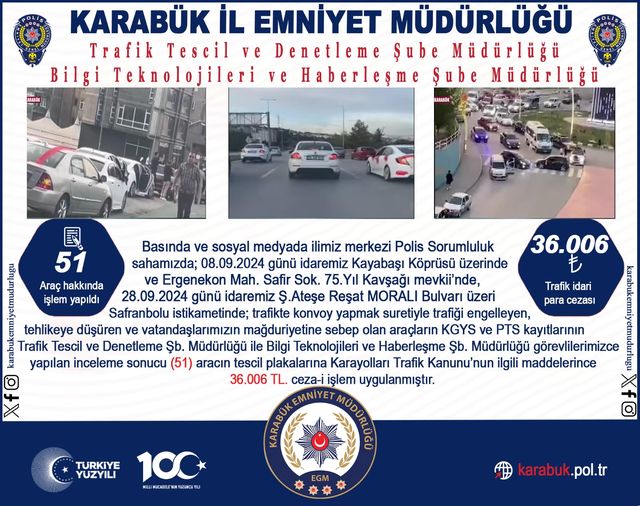 Trafik Tescil Denetleme ve Bilgi Teknolojileri ve Haberleşme Şube Müdürlüğü' nün Çalışması Sonucu